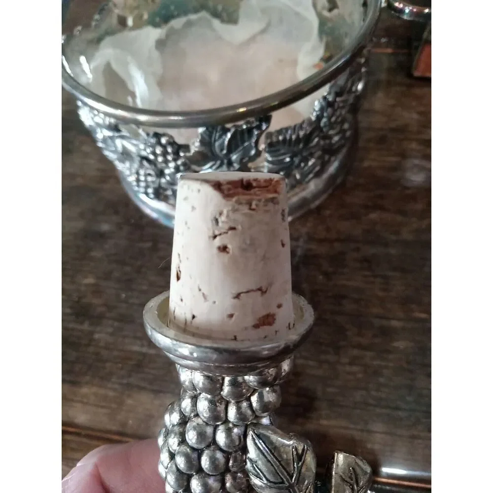 Vintage Paul Revere Silver Plated Bottle Coaster with Stopper Grape Design